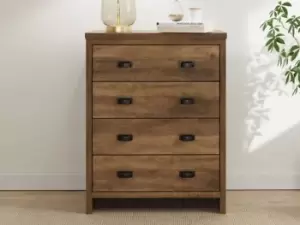 GFW Boston Knotty Oak Effect 4 Drawer Chest of Drawers