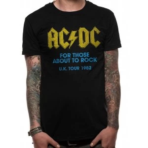 Ac/Dc - For Those About To Rock Logo Mens Small T-Shirt - Black