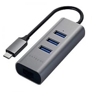 Satechi USB Hub-Ethernet Port 2-in-1 Space Grey