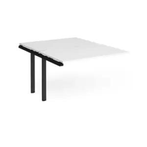 Bench Desk Add On 2 Person Rectangular Desks 1200mm White Tops With Black Frames 1600mm Depth Adapt