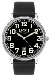 Limit Mens Black Leather Strap Black Dial 5747.01 Watch