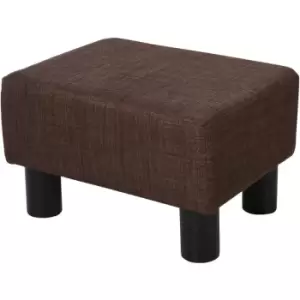 Homcom - Chic Linen Fabric Footstool Ottoman Cube w/ 4 Plastic Legs Brown