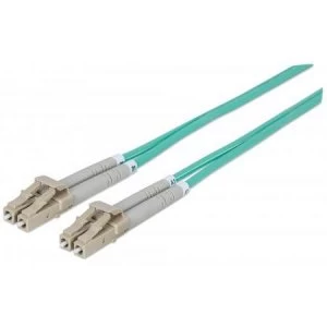 Intellinet Fibre Optic Patch Cable Duplex Multimode LC/LC 50/125 m OM3 3m LSZH Aqua Fiber Lifetime Warranty