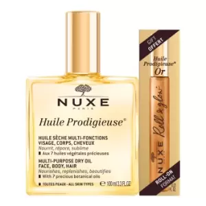 NUXE Huile Prodigieuse 100ml & Huile Prodigieuse Or 8ml in a free Roll-on format