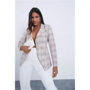 I Saw It First Stone Check Button Up Blazer - Brown