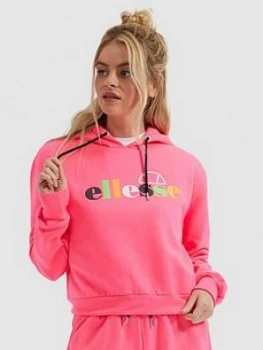 Ellesse Heritage Gaetana Cropped Hoodie - Neon Pink , Neon Pink, Size 12, Women