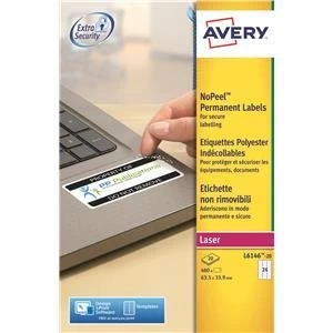 Original Avery L6146 20 NoPeel Permanent Labels Tamper Proof Pack of 480
