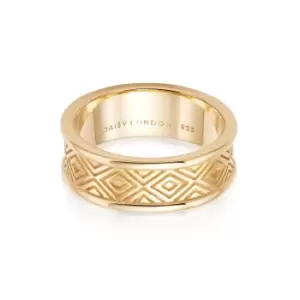Rings 18ct Gold Plate Aztec Engraved Chunky Ring 18ct Gold Plate