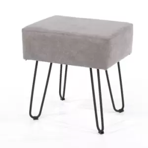 Core Products Grey Fabric Rectangular Stool With Black Metal Legs