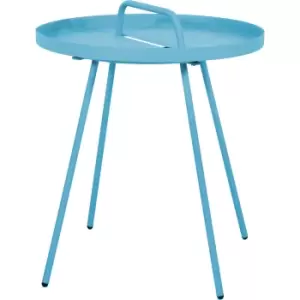 Brasilia Powder Coated Removable Coffee Tray Garden Table Blue