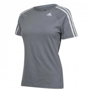 adidas 3 Stripe T Shirt Ladies - Grey/White