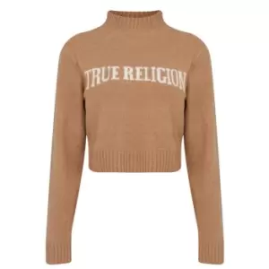 True Religion Logo Crop Sweater - Brown