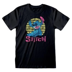 Disney - Lilo & Stitch Vintage Stitch Fitted Female Large T-Shirt - Black