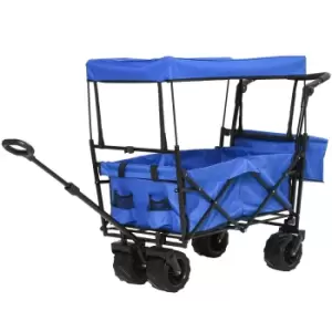 Durhand 2-Compartment Push/Pull Handle Trolley Cart - Blue
