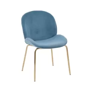 Interiors by PH Premier Housewares Dining Chair Light Blue Velvet Gold Finish Metal
