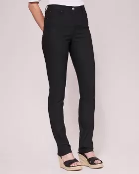 Cotton Traders Womens Stretch Straight-Leg Trousers in Black