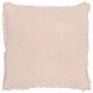 Bertie Washed Cotton Velvet Cushion Natural, Natural / 45 x 45cm / Polyester Filled