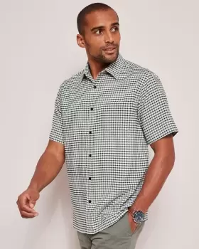 Cotton Traders Mens Signature Short Sleeve Soft Touch Gingham Check Shirt in Black