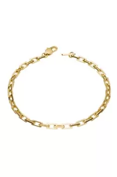 Yellow Gold Plated Rectangle Link Chain Bracelet 21cm