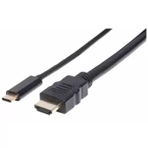 Manhattan USB-C to HDMI Cable 4K@30Hz 2m Black Male to Male Three Year Warranty Polybag