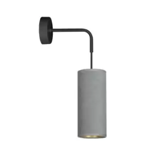 Bente Black Wall Lamp with Shade with Gray Fabric Shades, 1x E14