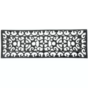 Black Wrought Iron Effect Parisian Rubber Doormat 75 x 25cm - Black - Homescapes
