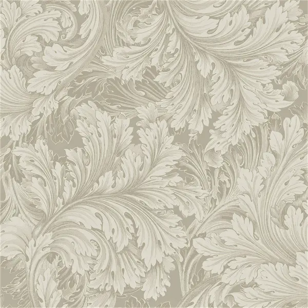 Grandeco Rossetti Acanthus Leaves Scroll Smooth Wallpaper Taupe