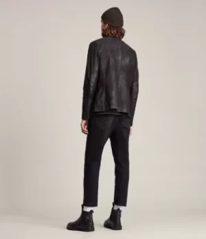AllSaints Mens Wool Slim Fit Survey Leather Blazer, Black, Size: M