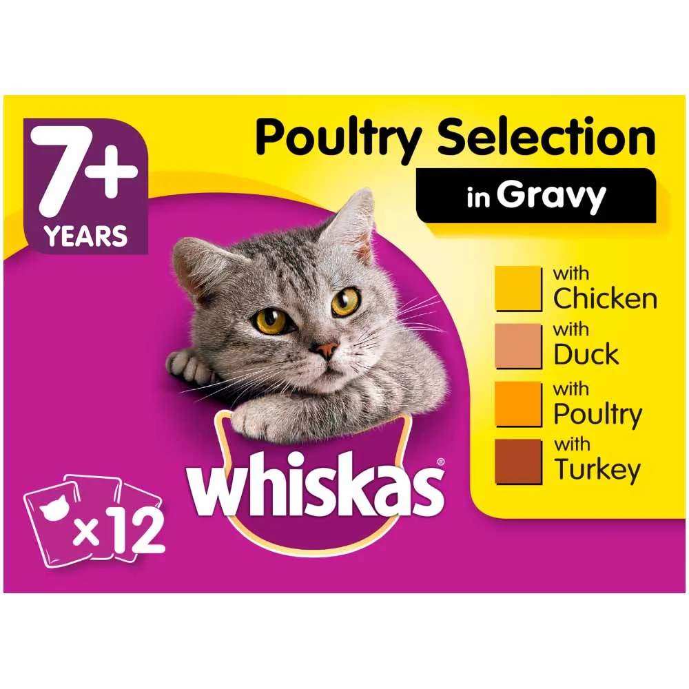 Whiskas Senior 7 Years+ Poultry Selection in Jelly Cat Food Pouches 12x100g