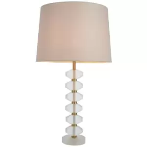 Endon Annabelle & Mia Base & Shade Table Lamp Frosted Crystal & Natural Linen