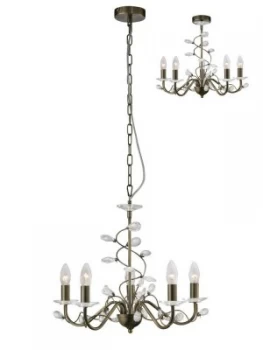 Ceiling Pendant (SHADE SOLD SEPARATELY) 5 Light Antique Brass, Crystal