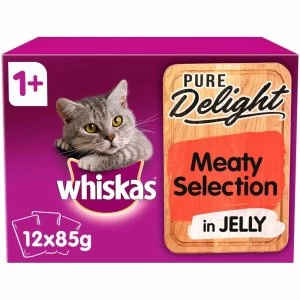 Whiskas 1+ Pure Delight Meaty Selection in Jelly Cat Food 12 x 85g
