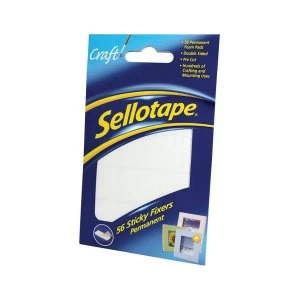Sellotape Sticky Fixers 12mm x 25mm Double Sided Foam Pads 56 Pads Pack of 12