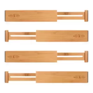 Bamboo Adjustable Drawer Dividers Pack of 4 - Large M&amp;W