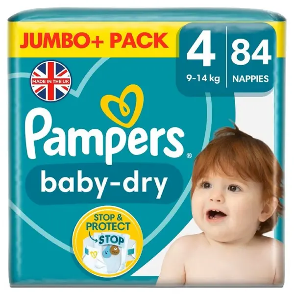 Pampers Baby Dry Size 4 Jumbo Plus Pack 84 Nappies