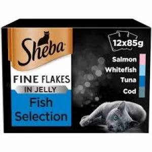 Sheba Fine Flakes Fish Selection in Jelly Cat Food 12 x 85g