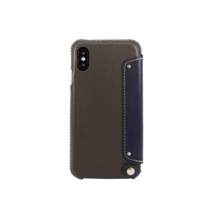 OBX Leather Folio Case with Card Slot for iPhone X 77-58619 - Dark Green/Navy