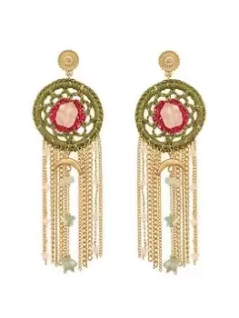 Bibi Bijoux Gold Multi 'Dreamcatcher' Crochet Earrings, Gold, Women