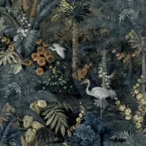 Holden Jungle Paradise Navy Wallpaper - wilko