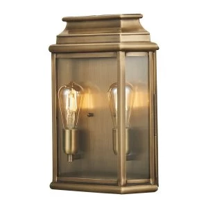 2 Light Large Wall Lantern - Brass Finish IP44, E27