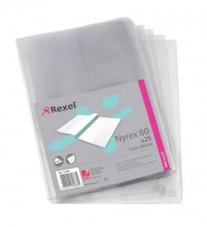 Rexel Nyrex Twin Wallet Clear 12195 (PK25)