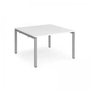Adapt square boardroom table 1200mm x 1200mm - silver frame and white