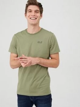 Jack Wolfskin Organic Cotton T-Shirt - Khaki, Size S, Men
