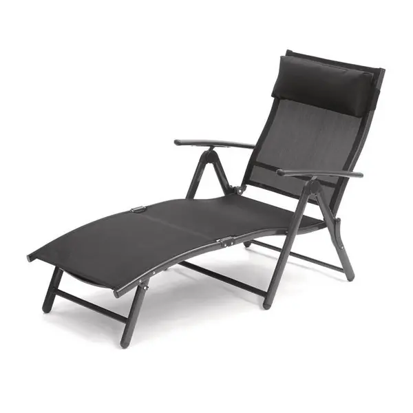 Suntime Havana Sunlounger with Pillow - Black One Size