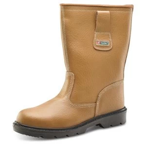 Click Footwear Rigger Boot Unlined Steel Toe Cap PU Leather Size 6 Tan