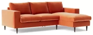 Swoon Evesham Velvet Right Hand Corner Sofa - Burnt Orange