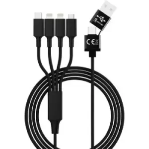 Smrter USB charging cable USB-A plug, USB-C plug, USB Micro-B 3.0 plug , Apple Lightning plug, Apple Lightning plug 1.20 m Black SMRTER_ELITE_L_BK