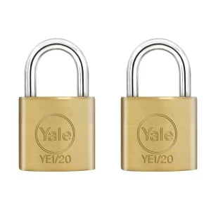 Yale 20mm Brass Padlocks - Pack of 2