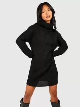 Boohoo Roll Neck Jumper Dress - Black, Size S, Women