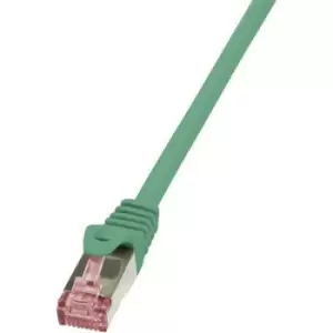 LogiLink CQ2045S RJ45 Network cable, patch cable CAT 6 S/FTP 1.50 m Green Flame-retardant, incl. detent